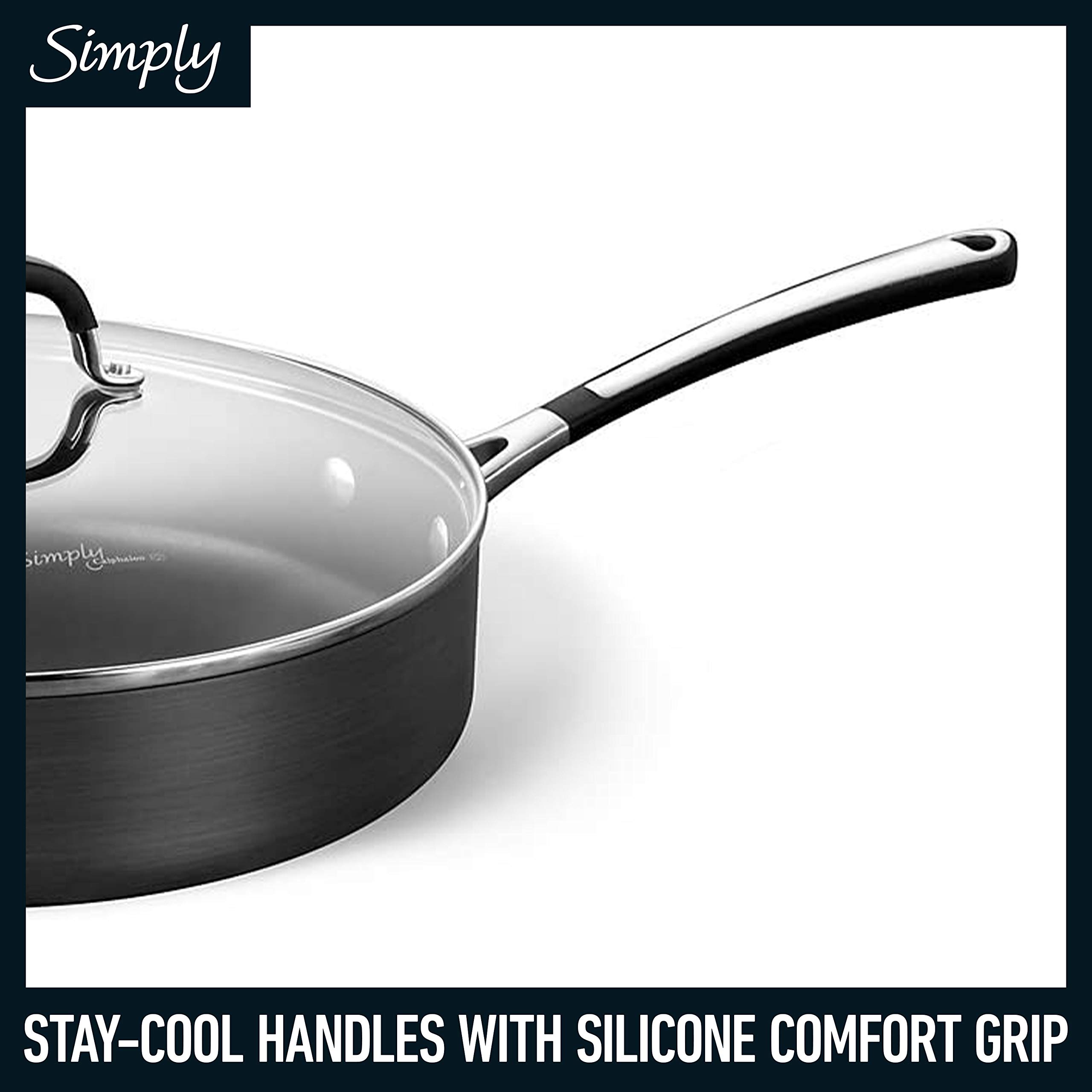 Calphalon 10-Piece Non-Stick Kitchen Cookware Set Black Pots & Pans with Stay-Cool Stainless Steel Handles Hard-Anodized Aluminum for Even Heating - Image 5