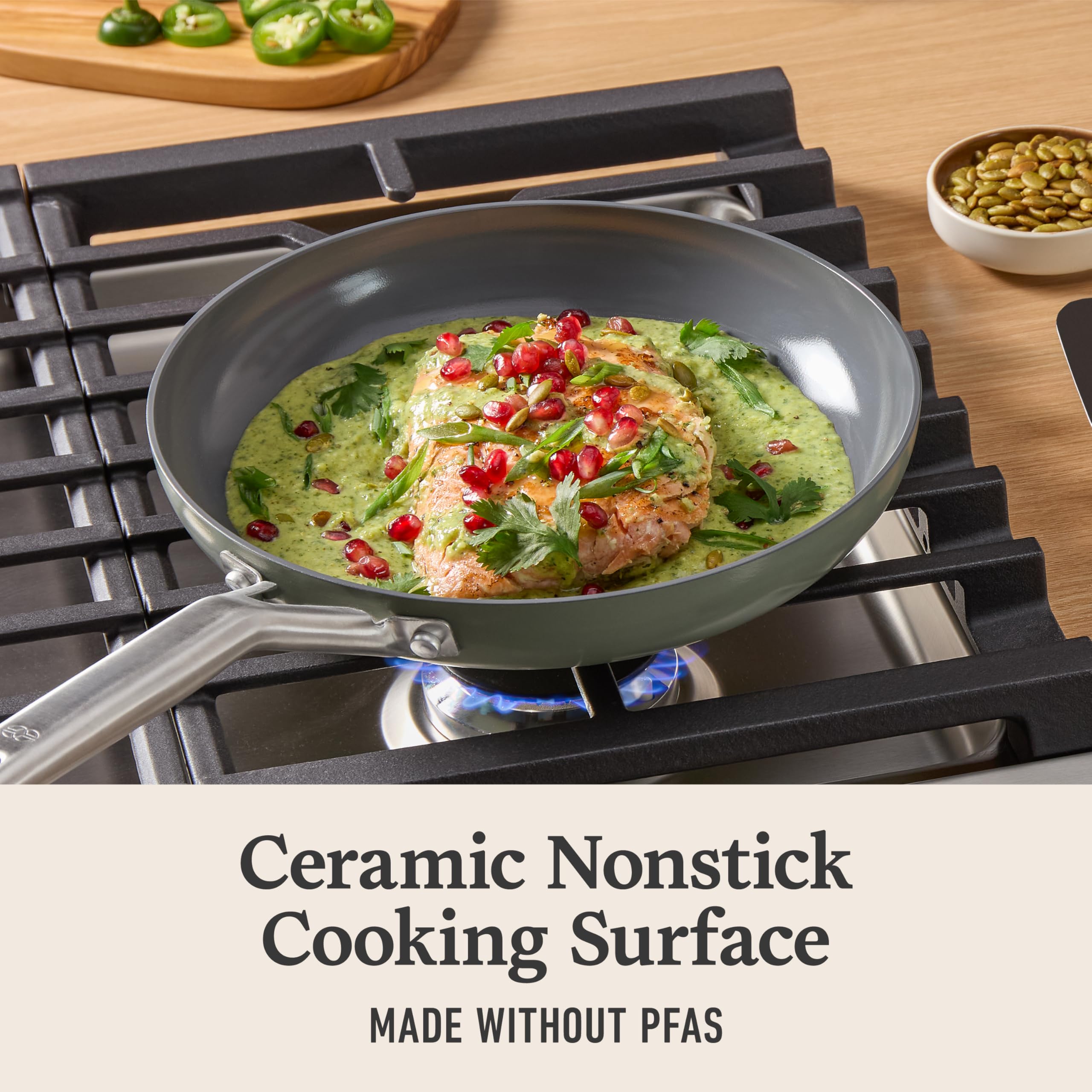 Calphalon® Ceramic Nonstick 8" and 10" Frying Pan Set, Silver Ash - Image 3