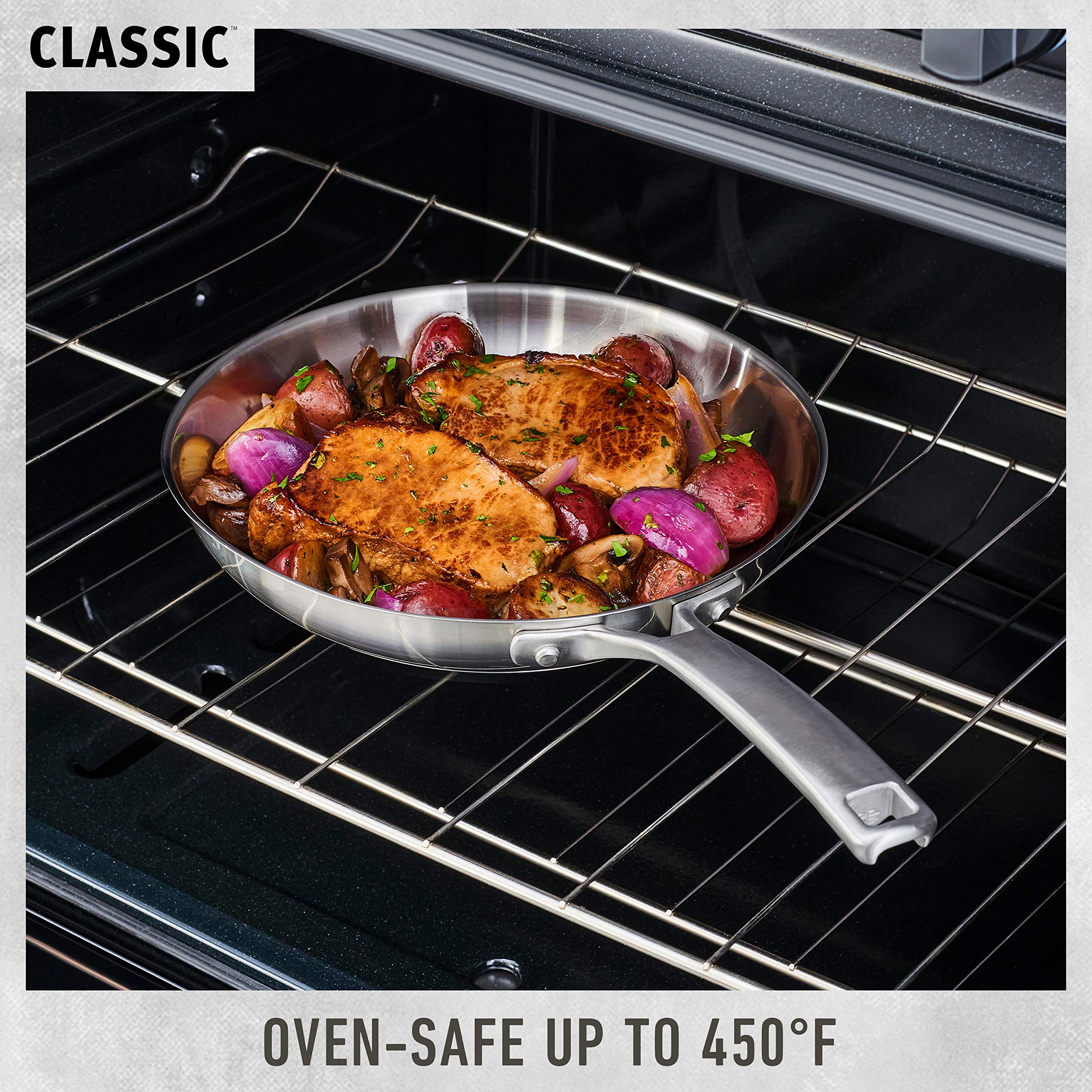Calphalon Classic Stainless Steel Cookware Set, 10-Piece, Impact-Bonded Aluminum Base, Stay-Cool Handles, Oven Safe 450F, Silver - Image 5