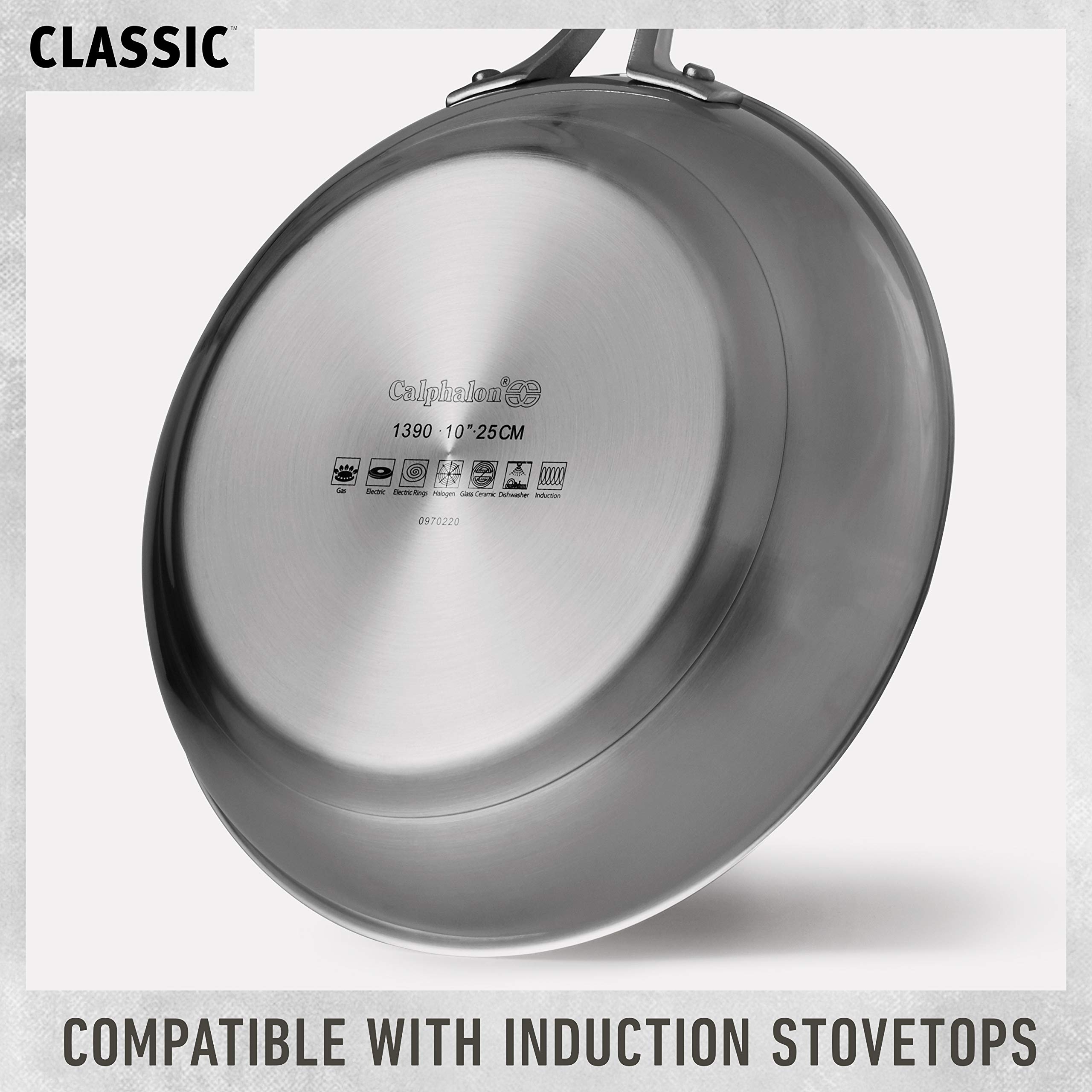 Calphalon Classic Stainless Steel Cookware Set, 10-Piece, Impact-Bonded Aluminum Base, Stay-Cool Handles, Oven Safe 450F, Silver - Image 6