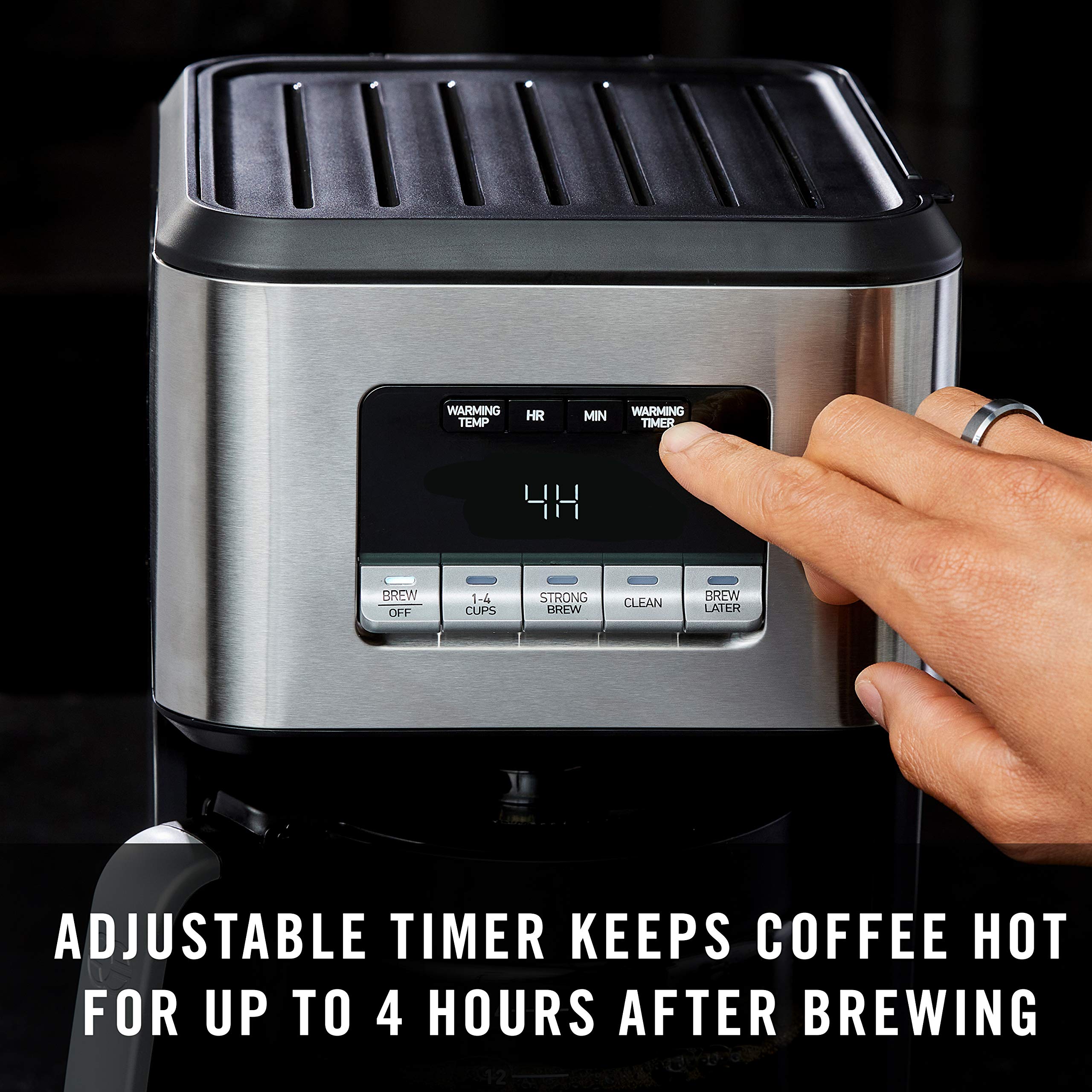 Calphalon Coffee Maker, Programmable Coffee Machine with Glass Carafe, 14 Cups, Stainless Steel - Image 3