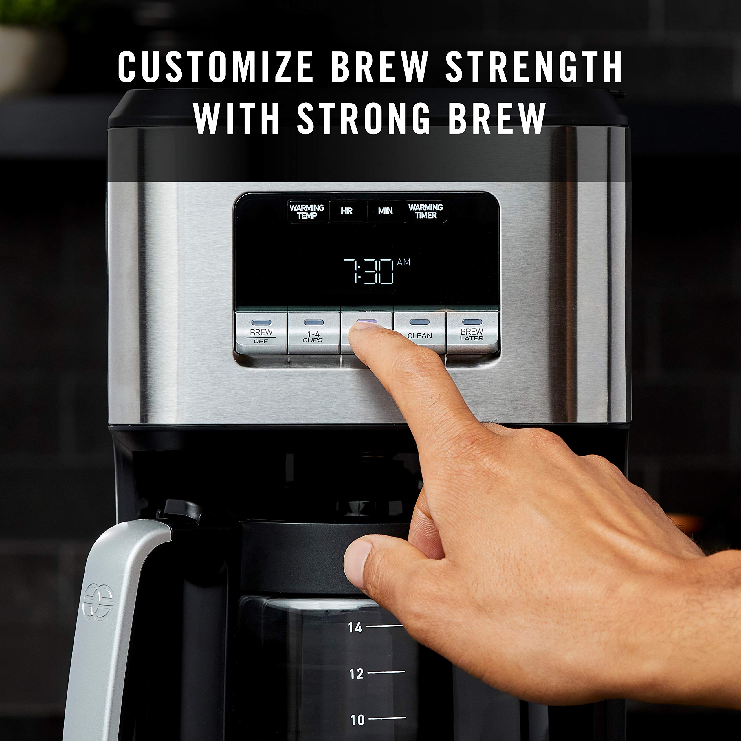 Calphalon Coffee Maker, Programmable Coffee Machine with Glass Carafe, 14 Cups, Stainless Steel - Image 6