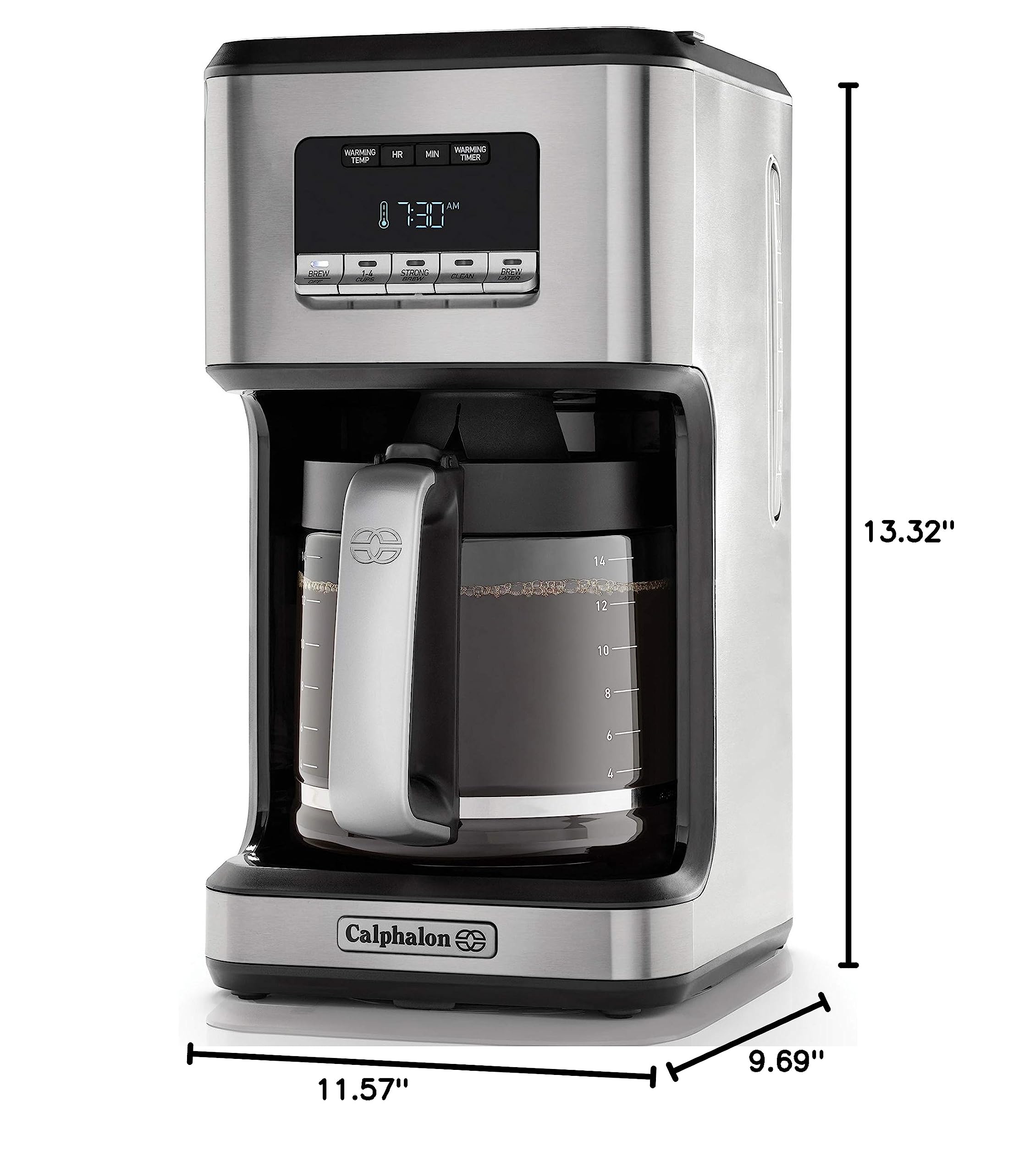Calphalon Coffee Maker, Programmable Coffee Machine with Glass Carafe, 14 Cups, Stainless Steel - Image 7