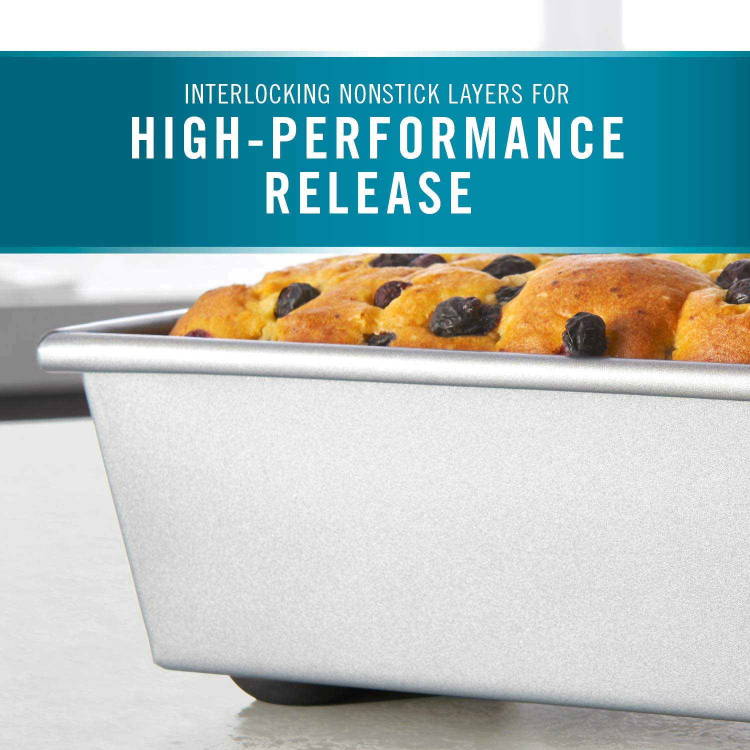 Calphalon Nonstick Bakeware Set, 6-Piece Set Includes Cookie Sheet, Cake, Brownie, Loaf, and Muffin Pans, Dishwasher Safe, Silver - Image 5
