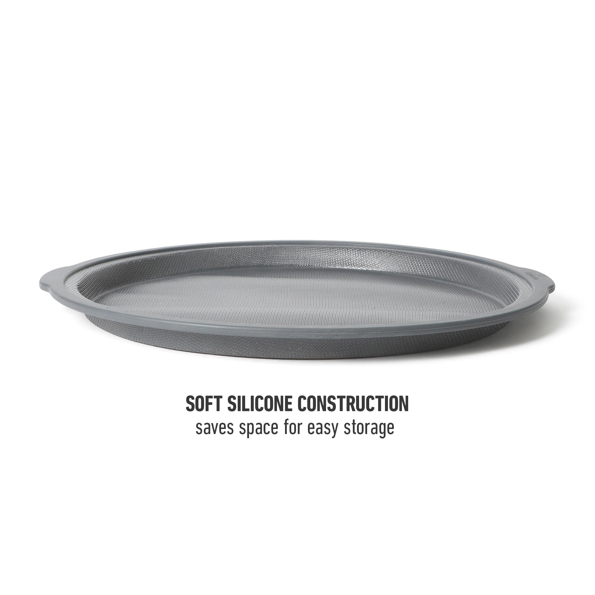 Calphalon Omni Exclusive GlassFlex Technology Flexible Silicone w/Micro-Woven Glass Ultra Air Flow 12.6 Inch Pizza Pan - Grey - Perfect Crisp Baking - Image 6
