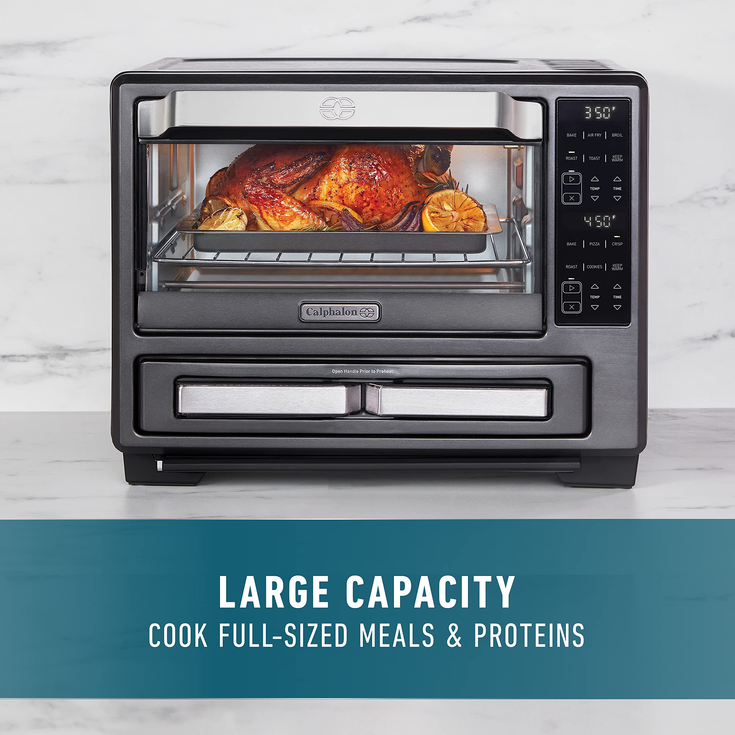 Calphalon Performance 12-in-1 Air Fry Toaster Oven with Dual Zone 12" Pizza Drawer Oven combo,Digital Precision Controls, Dark Stainless - Image 5