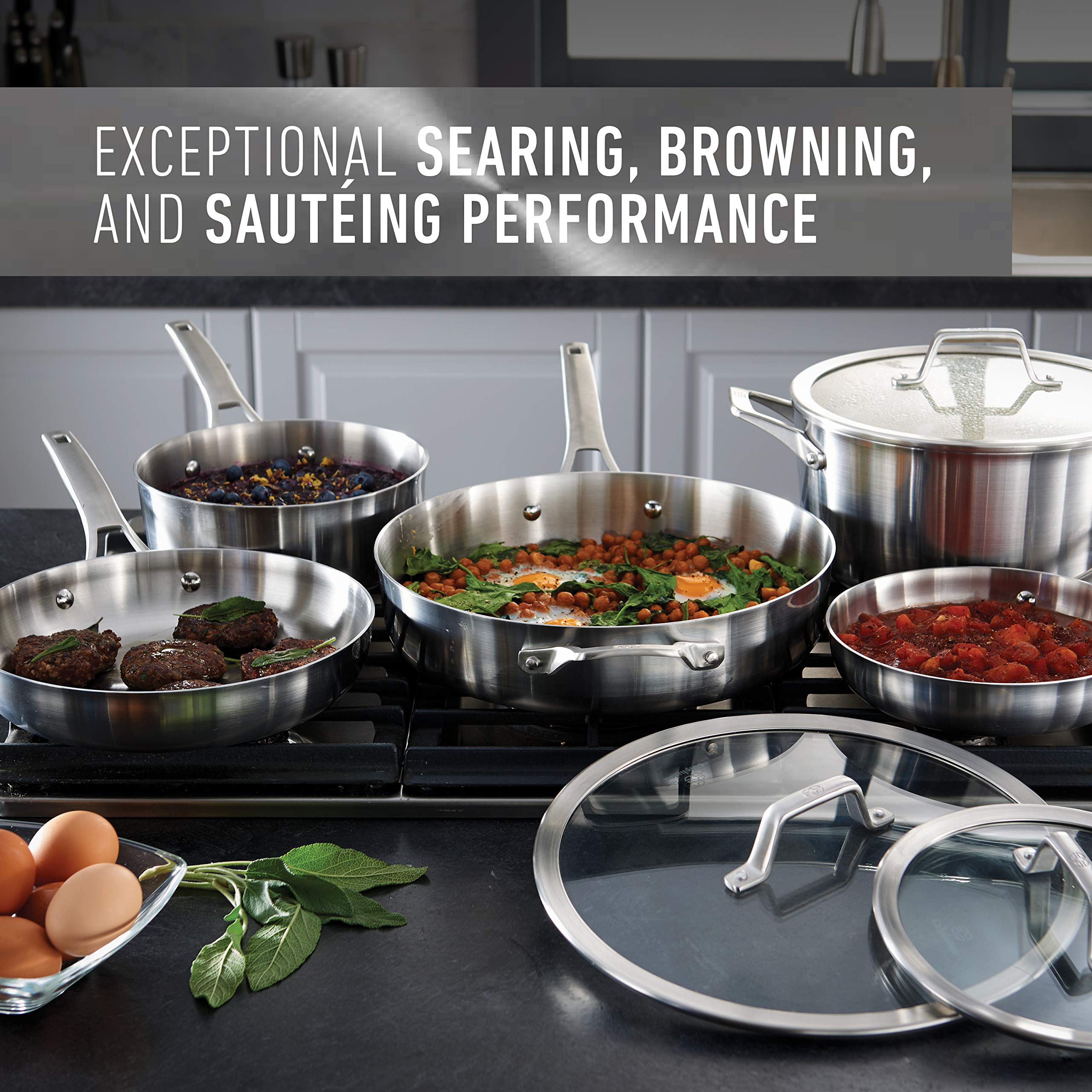 Calphalon Stainless Steel Kitchen Cookware, 11-Piece Pots and Pans Set with Stay-Cool Handles, Dishwasher & Oven Safe, Silver - Image 10