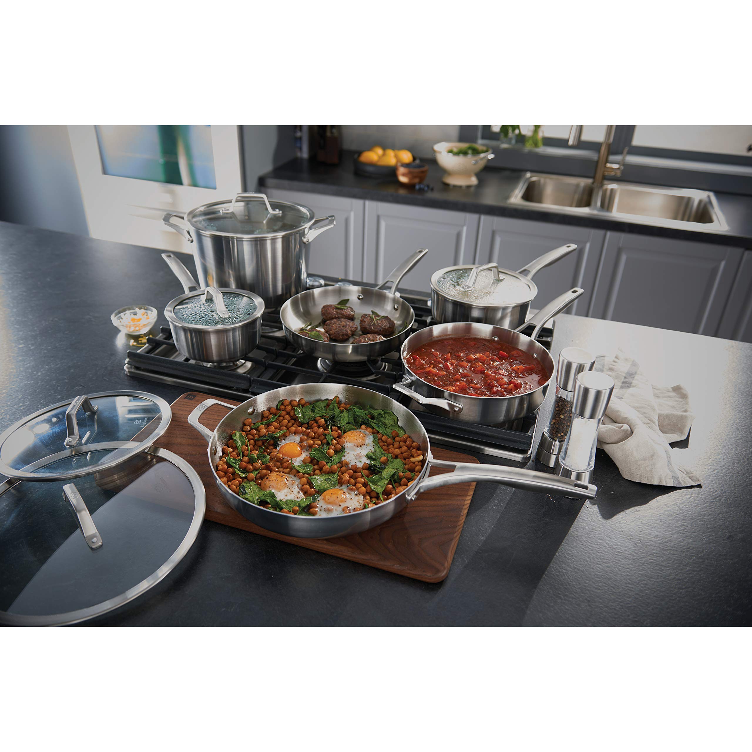Calphalon Stainless Steel Kitchen Cookware, 11-Piece Pots and Pans Set with Stay-Cool Handles, Dishwasher & Oven Safe, Silver - Image 8